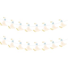 Haooryx Banner Garland Party Decoration - 2Pcs Cute Baby Goose Pre Strung Hanging Banner Sign Kit Colorful Birthday Garland No Diy Boys Girls Birthday Sign Decor Baby Shower Party Decorations Supplies