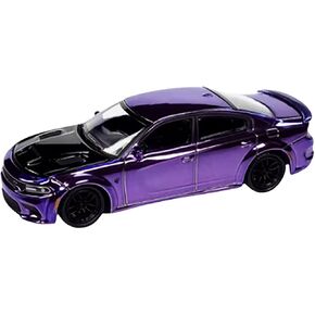 Diecast Model Car Compatible with 2021 Dodge Charger SRT Hellcat Redeye Purple Chrome with Black Hood 1/64