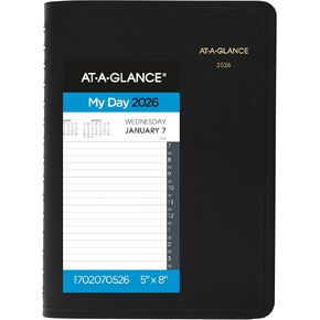 AT-A-GLANCE 2026 Appointment Book Planner, Daily, 5" x 8", Small, Half-Hour, Black (702070526)