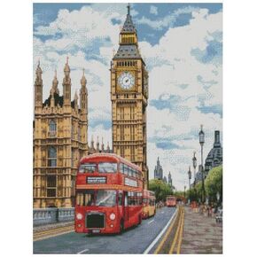 London in Spring Counted Cotton Cross Stitch Kit,36x48cm, 200x248 Stitch,14count, Landscape Counted Cross Stitch