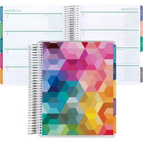 Erin Condren 18-Month Spiral Life Planner (Jul 2025 - Dec 2026), 7"x9" Weekly and Monthly Planner Calendar, 80 Lb. Text Weight Paper, Hexagon Covers, Hexagon Theme, Horizontal Layout, Platinum Coil