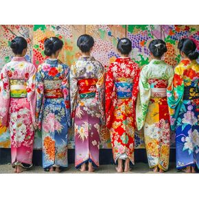 Lucky Puzzles Colorful Kimono Mosaic - 500 Piece Artistic Jigsaw Puzzle for Adults and Kids | Vibrant Colors | Cultural Art | Premium Quality | Brain Exercise and Home Decor | 18 x 24 Inches