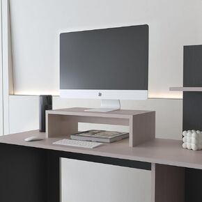 Elegant Wooden Monitor Stand for Enhanced Comfort and Style, Durable Melamine and Particle Board, Fits Most Monitors, White Oak Finish