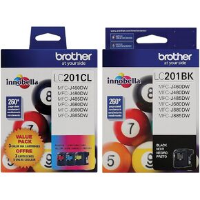 Brother LC-201 Ink Cartridge (Black, Cyan, Magenta,Cyan 4-Pack) in Retail Packaging