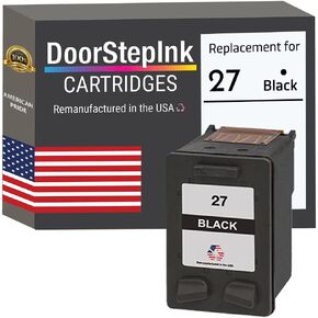 DoorStepInk Remanufactured in The USA Ink Cartridge Replacement for HP 27 Black for HP Printers DeskJet 3320 3322, 3420, 3425, 3450, 3520