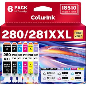 280 281 Ink Cartridges Replacement for Canon TR8620a Ink Combo, PGI-280XXL CLI-281XXL PGI 280XXL 281XXL 280 XXL Smart Ink for Color Printers Pixma TR8600 TR8520 TR8620 TR8622a TS9120 TS9521c, 10 Packs