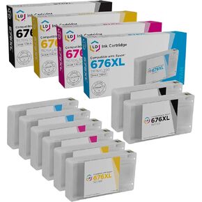 LD Products Remanufactured Ink Cartridge Replacement for Epson 676XL T676XL High Yield (2 Black, 2 Cyan, 2 Magenta, 2 Yellow, 8-Pack) Workforce WP-4020 WP-4530 WP-4540 WP-4010 WP-4023 WP-4090 WP-4520