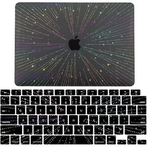 IVY Case for MacBook Pro 15 inch 2016-2019 Models A1707 A1990 Laptop Hard Shell Cases [Flash Black Clear][Keyboard Cover] - LT12