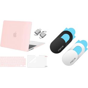 MOSISO Webcam Cover Slide 2 Pack&Compatible with MacBook Air 13 inch Case 2024-2022 M3 A3113 M2 A2681,Hard Shell&Keyboard Cover&Screen Film&Type C Adapter for MacBook Air 13.6 inch Case, Chalk Pink