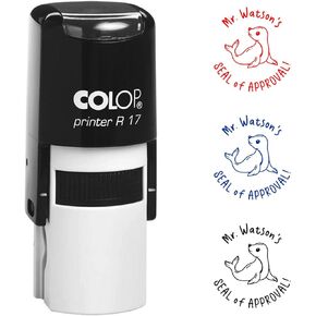 Custom Teacher Stamp - Seal of Approval - 5/8" Self-Inking Round Rubber Stamp for Classroom Feedback & Homework