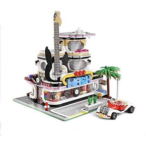 General Jim's Street View Creator Modular Building Blocks Toy Set - City Block Center - Music Store & Car Wash Toy Bricks - for Teens and Adults