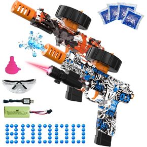 Electric Gel Ball Blaster, High Speed Automatic Splatter Ball Blaster with 80000+ and Goggles, Rechargeable Splatter Ball Toys for Outdoor Activities Shooting Game Party Favors-2 Pcs