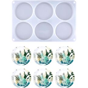 Resin Coaster Molds,6 Cavity Resin Molds Silicone Extra Deep Round Coaster Molds for Epoxy Resin,Resin Molds for Flowers Preservation,Art Casting,Cups Mats,DIY Crafts