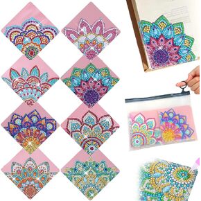 16 Pcs Diamond Painting Bookmark, DIY Corner Book Makers for Book Lovers, Diamond Art Beginners, Small Diamond Art Kits, Paint by Art Crafts Supplies Gift for Women Girls (Mandala)