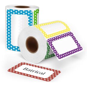 Batrical 3.5"x2.25" Colorful Name Tags 200pc 5 Colors Name Tag Stickers for Office, School, Classroom, Kitchen, Refrigerator
