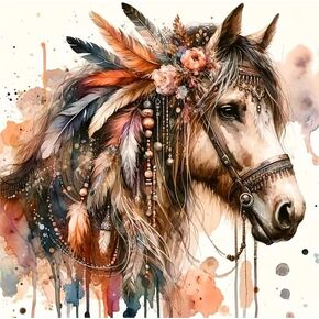 GXGLLPZBY 5D Diamond Painting Kits for Beginners,DIY Brown Holsteiner Horse Diamond Art Kits for Adult, Full Round Diamond Dot Gem Art Kits,Home Wall Decoration 13.8x13.8 Inches