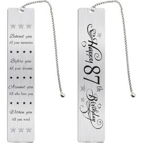 Jzxwan Happy 87th Birthday Gifts for Women Men, 87 Year Old Birthday Bookmark, Female 87 Yr Old Bday Card Gift Ideas, 1938 Birthday Book Mark for Woman Man, 87th Birthday Decorations, 87 th Bd Present