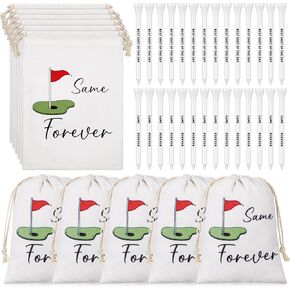 Realspring 60 Golf Bachelor Party Novelty Gifts Bags 40 Funny Golf Tees with 20 Cotton Drawstring Goodie Bags for Training Accessories Men Groom Gift Bachelor Party Favor Supply