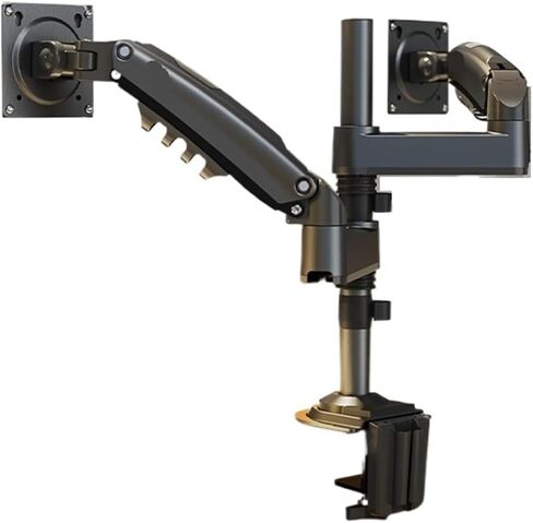 Computer Monitor Dual Screen Bracket Upper and Lower Screen Notebook with Column Lifting Desktop Desktop Base 9KG Load-Bearing(Black) in Saudi Arabia