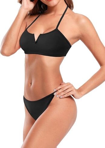 SHEKINI Women's Halter Cutout Bikini Set V-Wired Bathing Suit Two Piece Swimsuit in Saudi Arabia