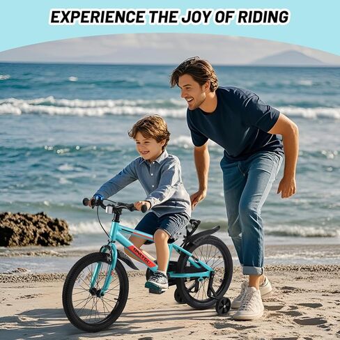 دراجة الأطفال الأنيقة للأعمار من 4 إلى 9 سنوات-رحلة سهلة التجميع آمنة ومستقرة ، عجلات من 16 إلى 18 بوصة ، ألوان نابضة بالحياة ، تشمل عجلات التدريب in Kuwait