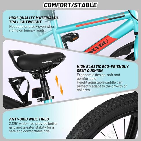 دراجة الأطفال الأنيقة للأعمار من 4 إلى 9 سنوات-رحلة سهلة التجميع آمنة ومستقرة ، عجلات من 16 إلى 18 بوصة ، ألوان نابضة بالحياة ، تشمل عجلات التدريب in Kuwait