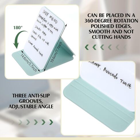 2 PCS سطح المكتب الزجاجية الصغيرة مع حامل قابلين للانعكاس 8 × 6 بوصة ميني جاف محو الجفاف الأبيض مع 2 علامات القابلة لإعادة الاستخدام Notepad لمستلزمات المدرسة المنزلية (الوردي ، الأخضر) in Kuwait