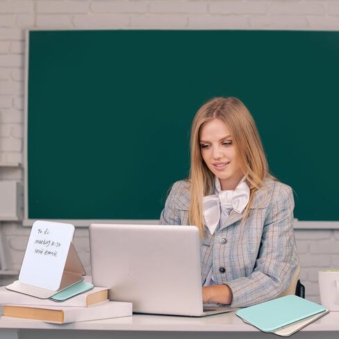 2 PCS سطح المكتب الزجاجية الصغيرة مع حامل قابلين للانعكاس 8 × 6 بوصة ميني جاف محو الجفاف الأبيض مع 2 علامات القابلة لإعادة الاستخدام Notepad لمستلزمات المدرسة المنزلية (الوردي ، الأخضر) in Kuwait