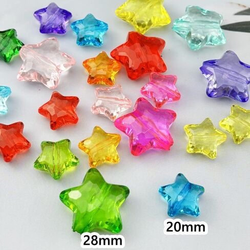 50pcs Acrylic Crystal Star Beads 20mm Star Shape Faceted Beads for Jewelry Making Bracelet Necklace Key Chains DIY Crafts(Transparent) in Kuwait