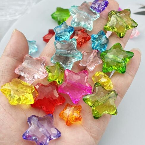 50pcs Acrylic Crystal Star Beads 20mm Star Shape Faceted Beads for Jewelry Making Bracelet Necklace Key Chains DIY Crafts(Transparent) in Kuwait