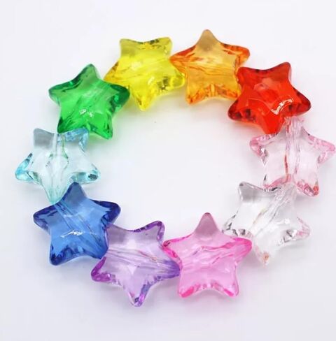 50pcs Acrylic Crystal Star Beads 20mm Star Shape Faceted Beads for Jewelry Making Bracelet Necklace Key Chains DIY Crafts(Transparent) in Kuwait