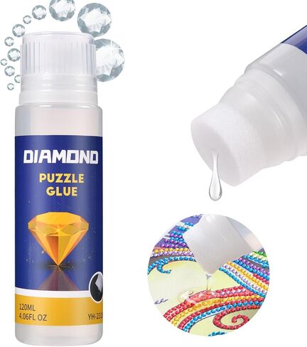 AUAUY Diamond Painting Sealer, 120ML DIY Diamond Art Sealer with Sponge Head, Quick Drying Diamond Art Glue Sealer, 5D Diamond Painting Glue for Puzzle, Anti-Shedding & Enhance Brightness in Kuwait