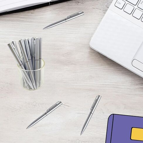 100 Pcs Small Ballpoint Pens, 4 Inch Mini Pens Bulk, for Pocket Notebooks and Notepads, Black Ink (Silver) in Kuwait