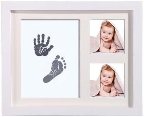 Inkless Hand and Footprint Kit, Baby Footprint Kit, Baby Keepsake Frames with Multicolor Diy Sticker, Baby Gifts for Newborn, Dog Paw Print Kit Foot Impression – (White) in Kuwait
