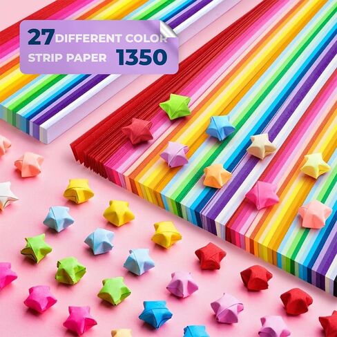 1350 Sheets Colorful Lucky Stars - Origami Paper Strips for Christmas & More in Saudi Arabia