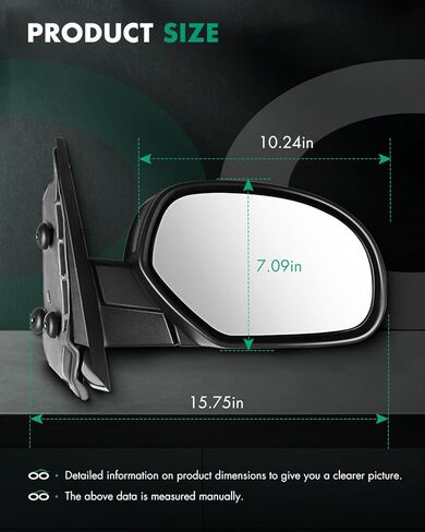SCITOO Tow Mirror Passenger Side Fit for Chevy for GMC Mirrors 2007-2013 for Chevy Silverado for GMC Sierra With Power Controlling and Heated Features in Kuwait