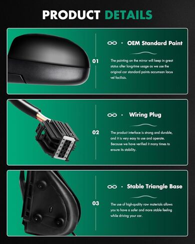 SCITOO Tow Mirror Passenger Side Fit for Chevy for GMC Mirrors 2007-2013 for Chevy Silverado for GMC Sierra With Power Controlling and Heated Features in Kuwait