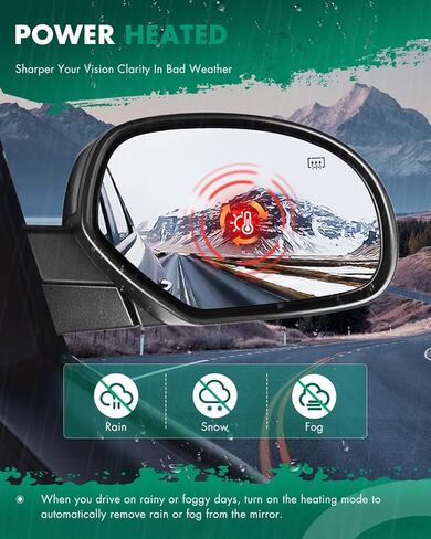 SCITOO Tow Mirror Passenger Side Fit for Chevy for GMC Mirrors 2007-2013 for Chevy Silverado for GMC Sierra With Power Controlling and Heated Features in Kuwait