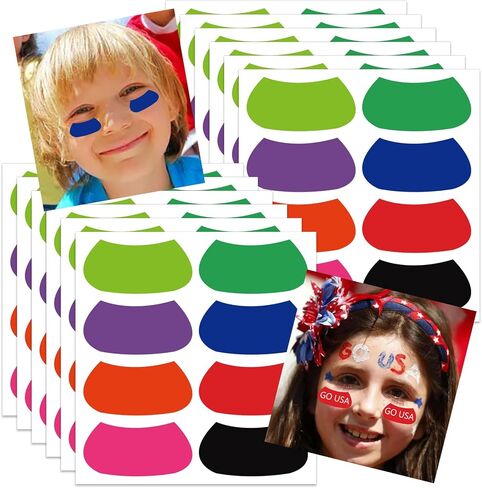 100 Pcs Colorful Sports Under Eye Black Stickers for Kids 1 x 2 Inch - Football Eye Black Lettering Softball Baseball Face Stickers Lacrosse Fans Eye Strips for Sport Game Day Themed Birthday Party in Saudi Arabia