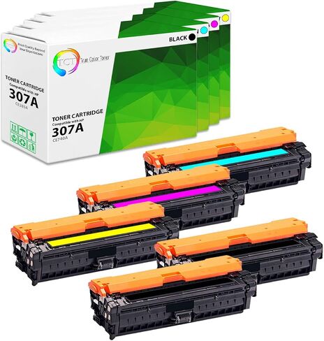 TCT 307A Toner Cartridge 5 Pack - Compatible Replacement for HP 307A CE740A CE741A CE742A CE743A Works with HP Color Laserjet Professional CP5225 Printers (Black Cyan Magenta Yellow) in Kuwait