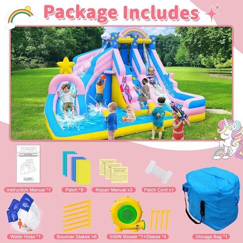 Culaluva شريحة مياه قابلة للنفخ: 6 في 1 تفجير منزل ترتد للأطفال 3-12 - تسلق حائط سباحة البليار in Kuwait