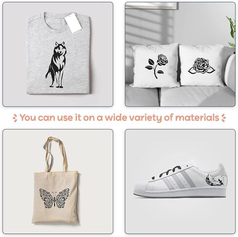 Ivyne ، HTV Heat Transfer Vinyl Roll ، الحديد على صفائح الفينيل لـ Cricut ، فينيل الصحافة الحرارية للقمصان ، القبعات ، ومشاريع الصياغة ، 12 "× 25 قدمًا من الفينيل الأبيض ، بلاك ، أسود in Kuwait