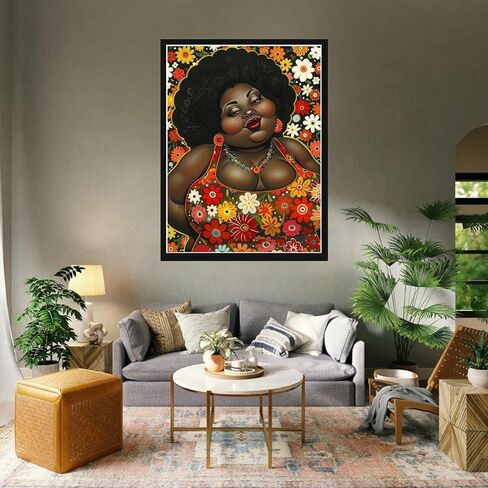 VAIIEYO Diamond Art Kits for Adults African Woman, Diamond Painting African American, Paint with Round Full Drill Crystal Rhinestone Diamonds Gem Art for Home Wall Decoration Gift 12X16 Inch-421 in Saudi Arabia