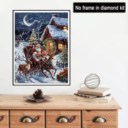 Reofrey DIY Diamond Art Painting Kits for Adults Santa Claus, Diamond Art Christmas Full Drill Round Rhinestone, Cross Stitch Embroidery Canvas for Crafts Home Decor 12x16inch/30x40cm in Saudi Arabia