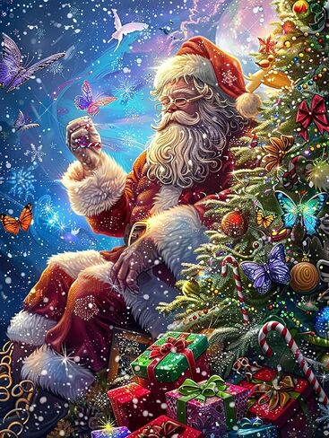 REOFREY DIY Diamond Art Painting مجموعات للبالغين Santa Claus ، Art Art Christmas Christmas Full Round Round Rhinestone ، Cross Stitch Tembroidery Canvas for Crafts Home Decor in Saudi Arabia
