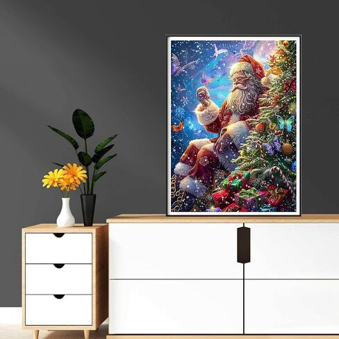 REOFREY DIY Diamond Art Painting مجموعات للبالغين Santa Claus ، Art Art Christmas Christmas Full Round Round Rhinestone ، Cross Stitch Tembroidery Canvas for Crafts Home Decor in Saudi Arabia