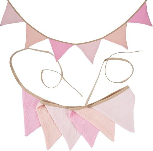 GCQQ Pennant Banner Flags, 6.2Ft Pink Nursery Garland, 6Pcs Boho Nursery Banner Decoration, Double-side Baby Nursery Garland Decor for Girl Toddler Room, Nursery Wall, Bed, Baby Shower, Birthday Party in Saudi Arabia