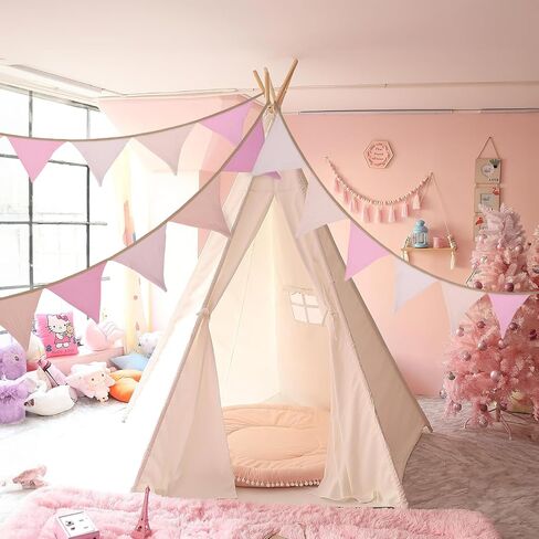 GCQQ Pennant Banner Flags, 6.2Ft Pink Nursery Garland, 6Pcs Boho Nursery Banner Decoration, Double-side Baby Nursery Garland Decor for Girl Toddler Room, Nursery Wall, Bed, Baby Shower, Birthday Party in Saudi Arabia