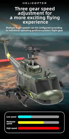RC ERA C032 UH-1 Huey 6CH Helicopter for Adults, 1/48 Scale RC Helicopter Brushless with 6-Axis Gyroscope Stabilization, with Altitude Hold & 3D Inverted Flight, 2 Battery in Kuwait