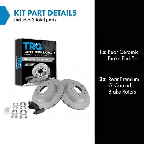 TRQ Rear Ceramic Disc Brake Pads & G-Coated Rotors Kit for Infiniti Nissan New in Saudi Arabia